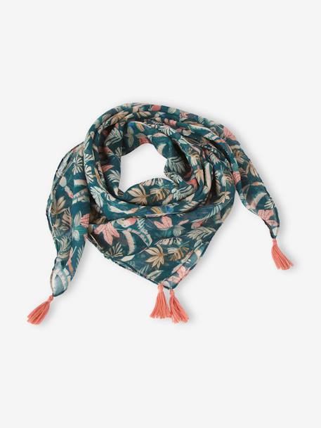 Scarf with Exotic Print for Girls GREEN DARK ALL OVER PRINTED - vertbaudet enfant 