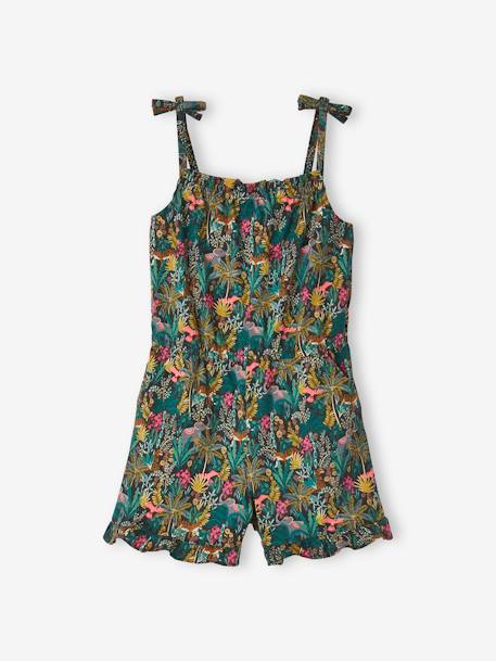 Strappy Jumpsuit with Exotic Motif, for Girls - black light all over  printed, Girls