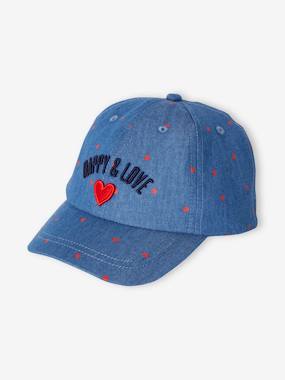 Girls-Accessories-Hats-Cap with Hearts Print & "Happy & Love" Message for Girls