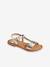 Leather Sandals for Girls, Designed for Autonomy 6467+brown+printed brown+turquoise - vertbaudet enfant 