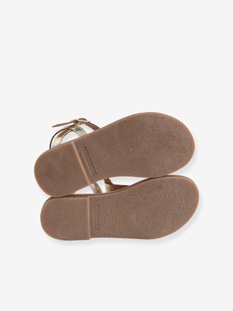 Leather Sandals for Girls YELLOW LIGHT METALLIZED - vertbaudet enfant 