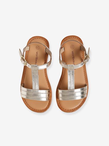 Leather Sandals for Girls, Designed for Autonomy 6467+brown+printed brown+turquoise - vertbaudet enfant 