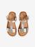 Leather Sandals for Girls, Designed for Autonomy 6467+brown+printed brown+turquoise - vertbaudet enfant 