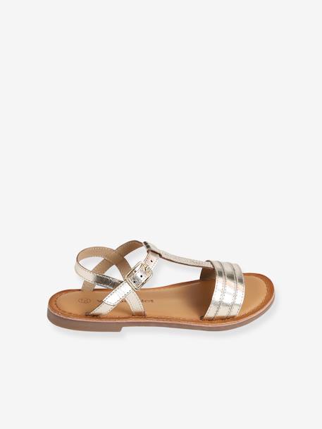 Leather Sandals for Girls, Designed for Autonomy 6467+brown+printed brown+turquoise - vertbaudet enfant 