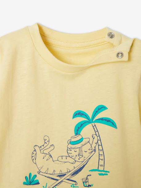 Lot de 2 T-shirts bébé garçon motifs animaux rigolos Oeko-Tex® lot jaune clair+lot turquoise - vertbaudet enfant 