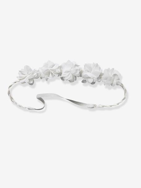 Braided Headband with Tulle Flowers White - vertbaudet enfant 