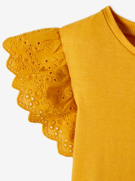 Ensemble T-shirt noué et pantalon fluide imprimé fille jaune d'or - vertbaudet enfant 