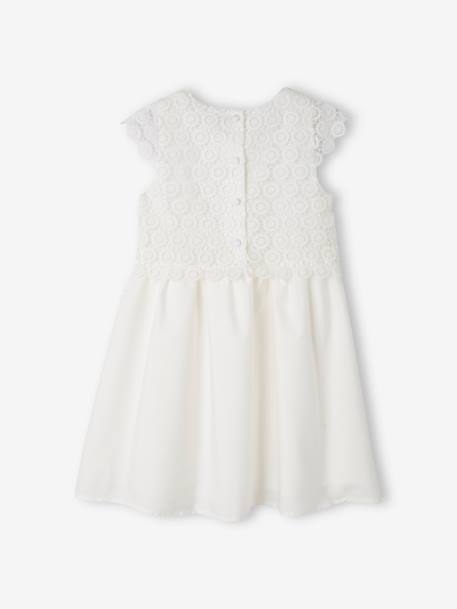 Robe cérémonie fille effet 2 en 1 haut en macramé ivoire+rose nude - vertbaudet enfant 