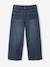 Wide Trousers with Embroidered Flowers, for Girls BLUE DARK SOLID WITH DESIGN - vertbaudet enfant 
