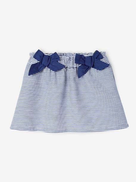 Wide Skirt in Ottoman Fabric for Babies BLUE DARK STRIPED - vertbaudet enfant 
