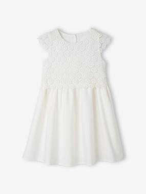Fille-Robe cérémonie fille effet 2 en 1 haut en macramé 