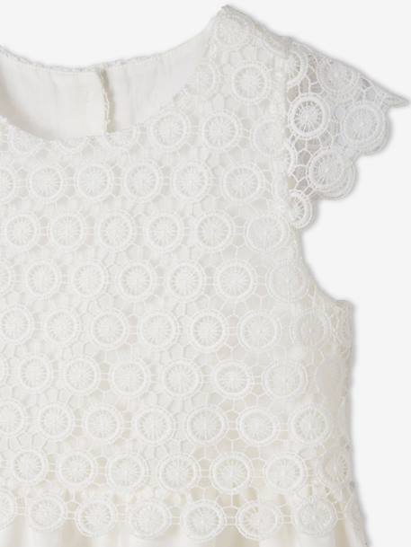 Robe cérémonie fille effet 2 en 1 haut en macramé ivoire+rose nude - vertbaudet enfant 