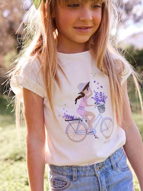 Girls-T-Shirt with Bicycle Motif for Girls