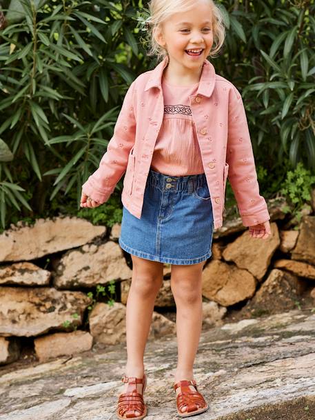 Jupe en jean style 'paperbag' fille stone - vertbaudet enfant 