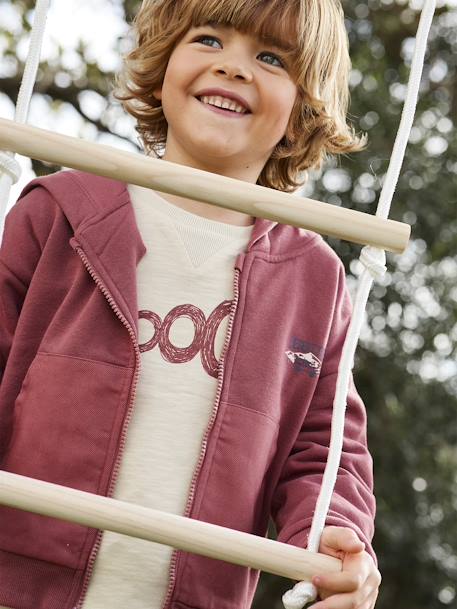 Zipped Hoodie with Fancy Pockets, for Boys RED MEDIUM SOLID WITH DESIG - vertbaudet enfant 