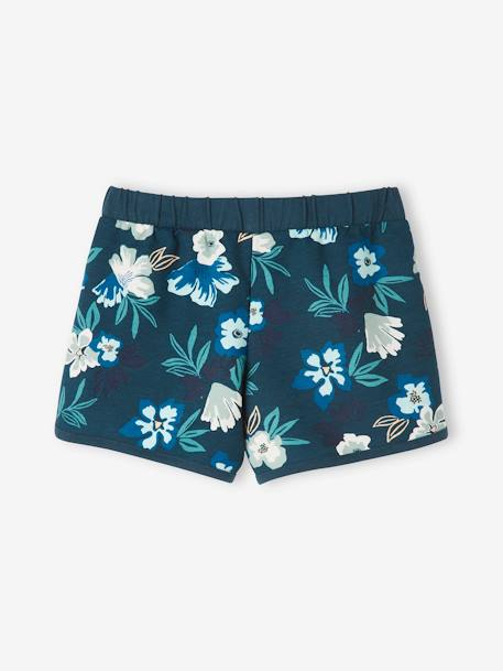 Sports Shorts with Floral Print, for Girls BLUE MEDIUM ALL OVER PRINTED - vertbaudet enfant 