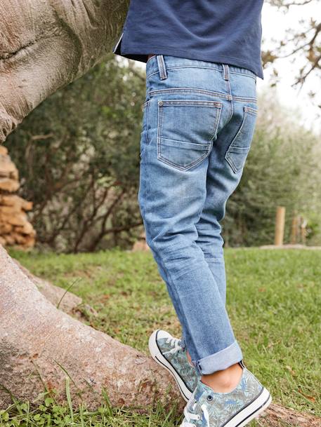 Jean garçon droit indestructible waterless DENIM BRUT+denim gris+STONE - vertbaudet enfant 