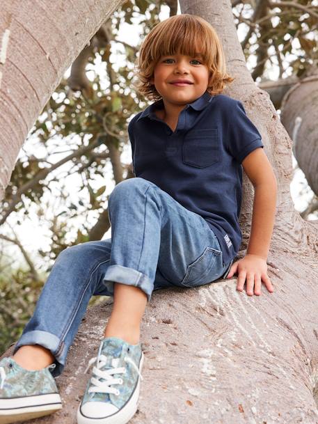 Straight indestructible jeans for boys BLUE DARK SOLID+BLUE DARK WASCHED - vertbaudet enfant 