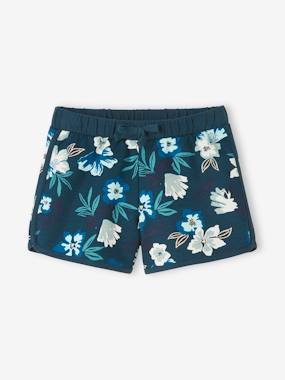 Girls-Shorts-Sports Shorts with Floral Print, for Girls