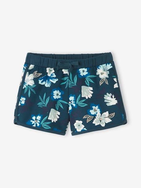 Sports Shorts with Floral Print, for Girls BLUE MEDIUM ALL OVER PRINTED - vertbaudet enfant 