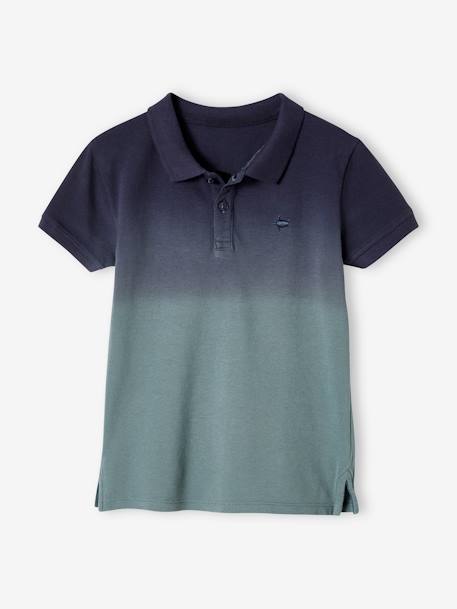 Dip-Dye Polo Shirt for Boys BLUE BRIGHT SOLID WITH DESIGN - vertbaudet enfant 