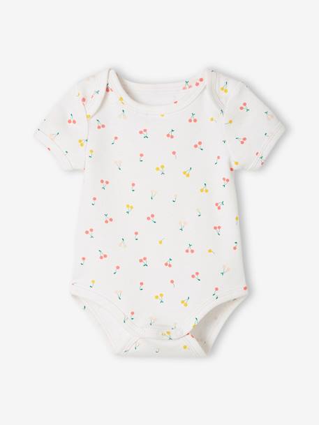 Pack of 5 Short Sleeve 'Fruits' Bodysuits for Babies WHITE LIGHT TWO COLOR/MULTICOL - vertbaudet enfant 