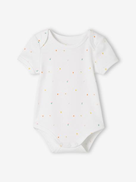 Pack of 5 Short Sleeve 'Fruits' Bodysuits for Babies WHITE LIGHT TWO COLOR/MULTICOL - vertbaudet enfant 
