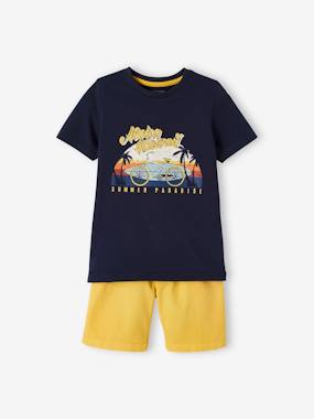 Boys-T-Shirt with Hawaiian Motif & Shorts Combo for Boys