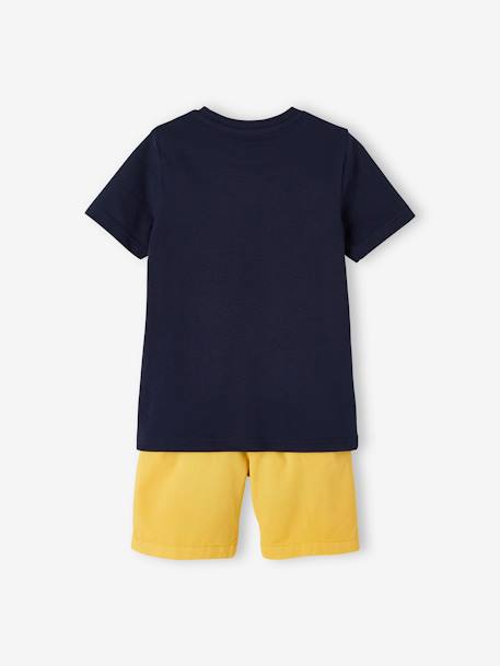 Ensemble tee-shirt motif Hawaï et short en toile garçon Jaune moutarde - vertbaudet enfant 