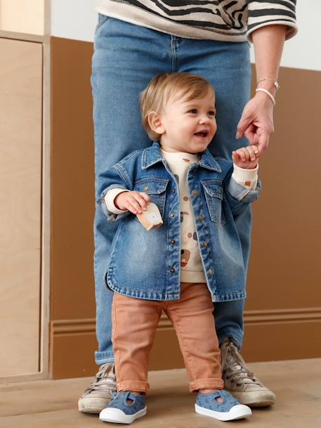 Sweat bébé en molleton motifs géométriques beige clair imprimé - vertbaudet enfant 