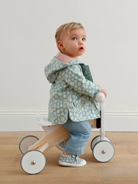 Ciré bébé fille à capuche écru+vert céladon imprimé - vertbaudet enfant 