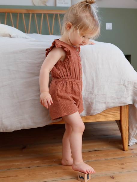 Cotton Gauze Jumpsuit for Babies RED MEDIUM ALL OVER PRINTED - vertbaudet enfant 