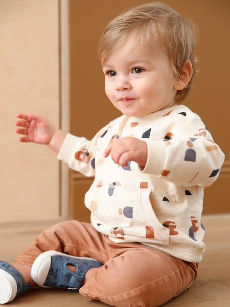 Sweat bébé en molleton beige clair imprimé - vertbaudet enfant 
