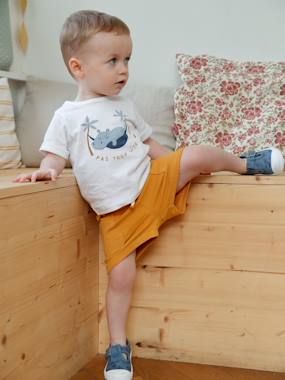 -T-Shirt with Motif + Baggy Shorts Combo for Babies