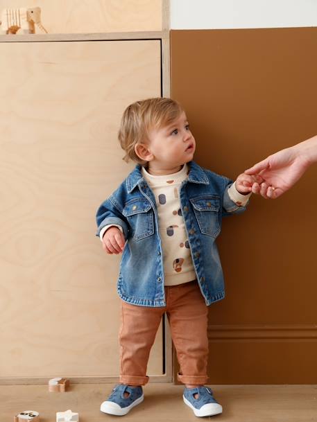 Sweat bébé en molleton motifs géométriques beige clair imprimé - vertbaudet enfant 