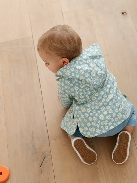 Ciré bébé fille à capuche écru+vert céladon imprimé - vertbaudet enfant 