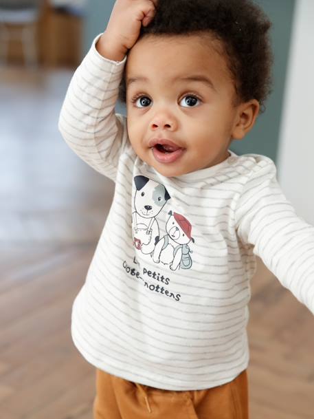 Top & Fleece Trouser Combo for Babies BROWN MEDIUM SOLID+indigo - vertbaudet enfant 