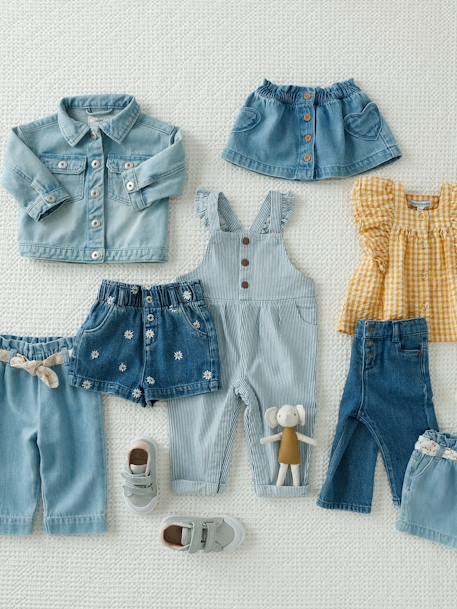 Paperbag Shorts with Belt for Babies BLUE LIGHT WASCHED - vertbaudet enfant 