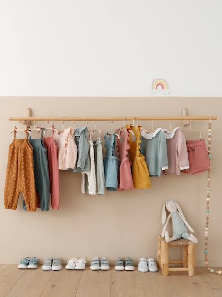 Robe bébé en gaze de coton bretelles à volants vert d'eau+vieux rose - vertbaudet enfant 