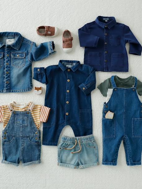 Short bébé en denim double stone - vertbaudet enfant 