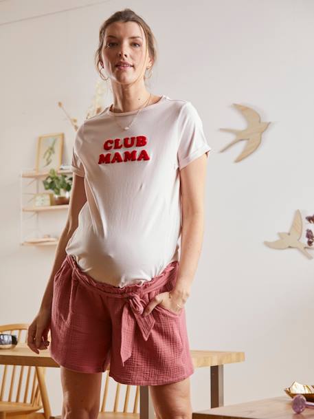 Pure Cotton Gauze Shorts for Maternity BROWN LIGHT SOLID - vertbaudet enfant 