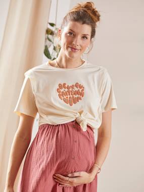 Vêtements de grossesse-Allaitement-T-shirt à message grossesse et allaitement en coton
