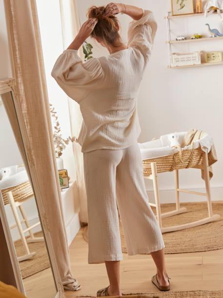 Grossesse À Bouton À Volants Haut De Pyjama & Taille Ajustable Pantalon À  Domicile, Mode en ligne