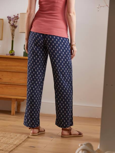 Fluid Trousers in Printed Viscose for Maternity BLUE DARK ALL OVER PRINTED - vertbaudet enfant 