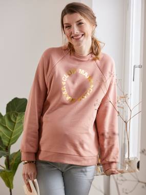 Fleece Sweatshirt with Message, Maternity & Nursing Special  - vertbaudet enfant