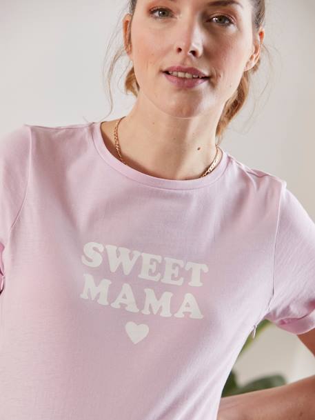 T-Shirt with Message, in Organic Cotton, Pregnancy & Nursing Special PURPLE LIGHT SOLID WITH DESIGN - vertbaudet enfant 