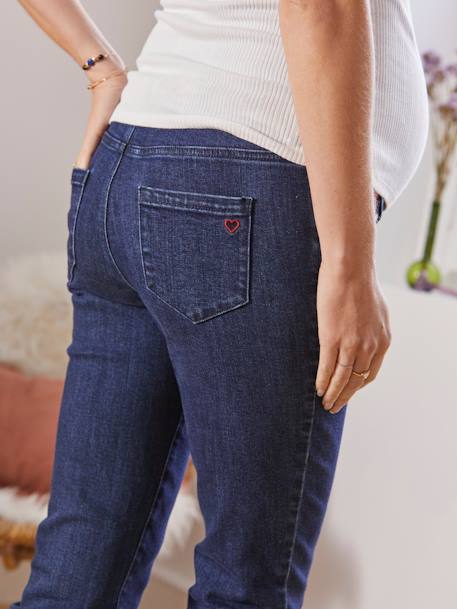 7/8 Straight Leg Jeans with Seamless Belly Band for Maternity BLUE DARK SOLID+BLUE LIGHT SOLID - vertbaudet enfant 