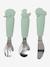 3 Cutlery Set in Silicone & Stainless Steel, for Children BROWN LIGHT SOLID+GREEN LIGHT SOLID - vertbaudet enfant 