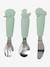 3 Cutlery Set in Silicone & Stainless Steel, for Children BROWN LIGHT SOLID+GREEN LIGHT SOLID - vertbaudet enfant 