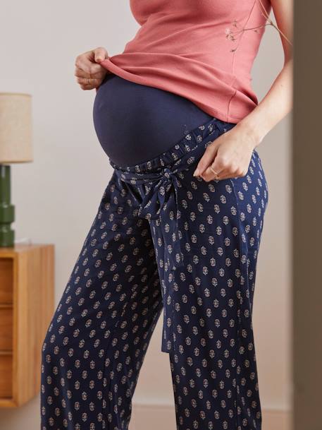 Fluid Trousers in Printed Viscose for Maternity BLUE DARK ALL OVER PRINTED - vertbaudet enfant 